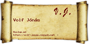 Volf Jónás névjegykártya